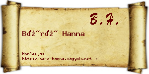 Báró Hanna névjegykártya