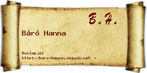 Báró Hanna névjegykártya